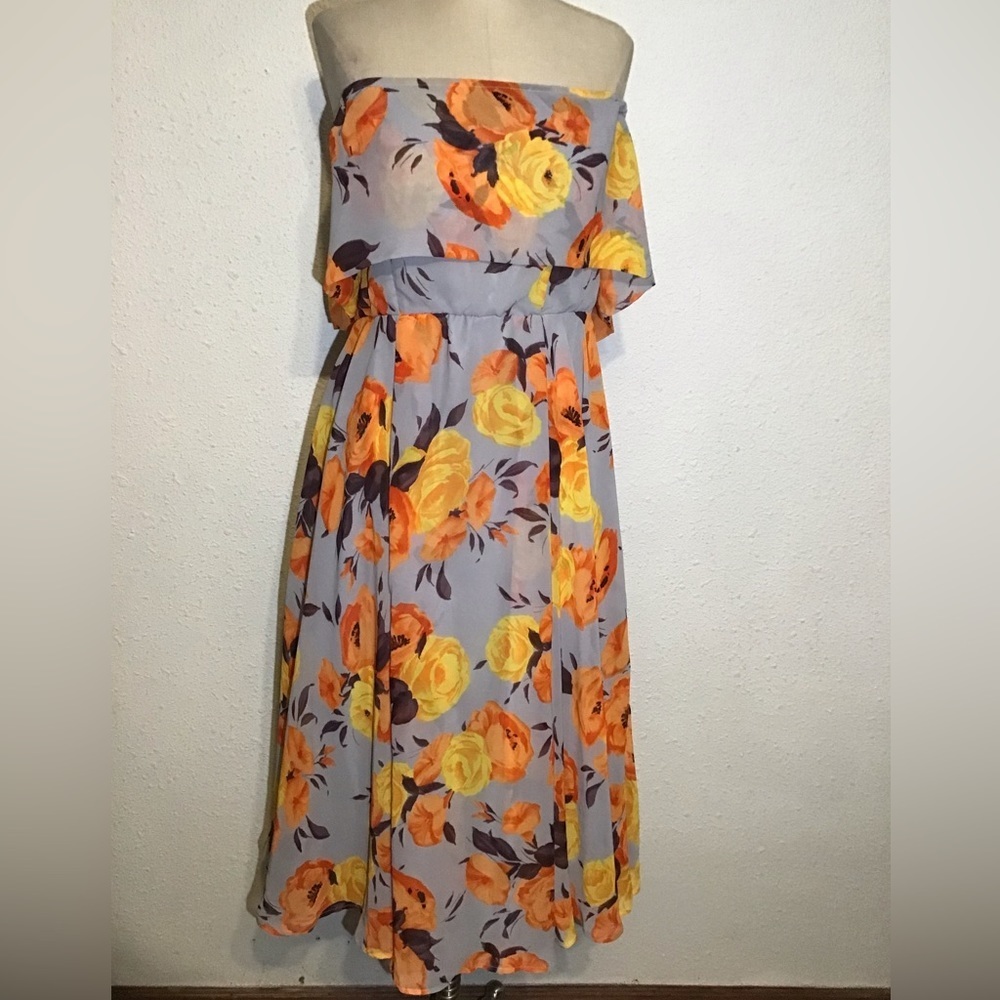 ASOS gray/yellow off shoulder dress